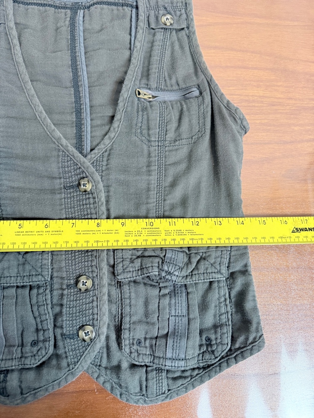 American Eagle Outfitters Charcoal Gray Utility Vest S - Picture 7 of 9